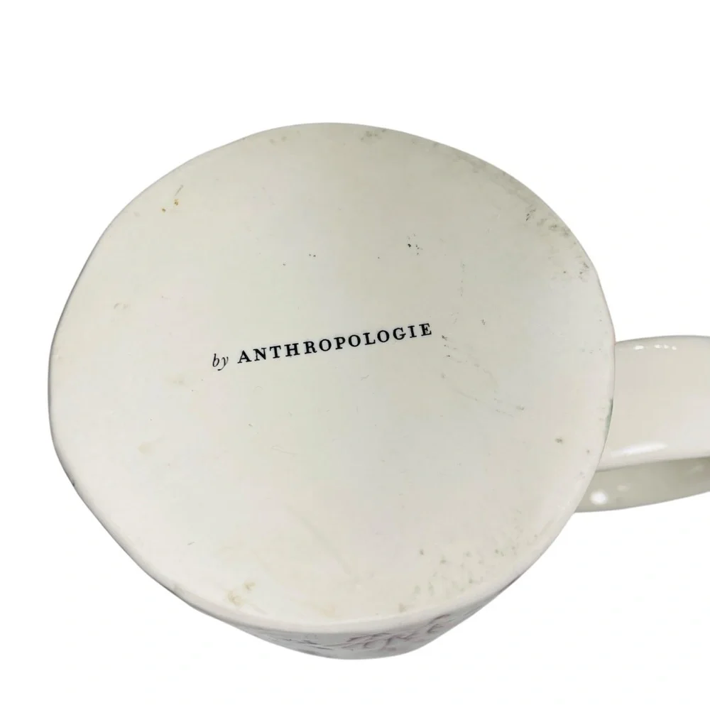 Floral Anthropologie Dagney Botanical Coffee Tea Stoneware Mug - White